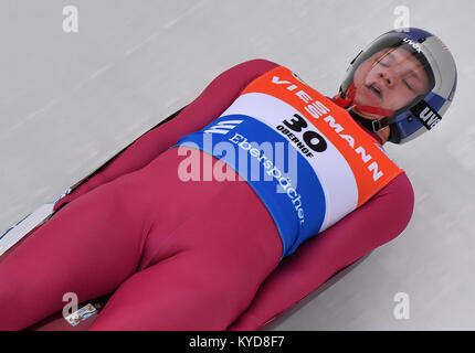 Oberhof, Deutschland. 14 Jan, 2018. Römische Repilow aus Russland luges während der rennrodel Weltcup in Oberhof, Deutschland, 14. Januar 2018. Foto: Martin Schutt/dpa-Zentralbild/dpa/Alamy leben Nachrichten Stockfoto