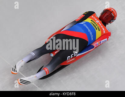 Oberhof, Deutschland. 14 Jan, 2018. Felix Loch aus Deutschland luges während der rennrodel Weltcup in Oberhof, Deutschland, 14. Januar 2018. Foto: Martin Schutt/dpa-Zentralbild/dpa/Alamy leben Nachrichten Stockfoto