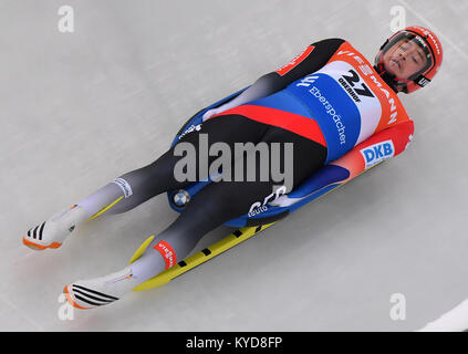 Oberhof, Deutschland. 14 Jan, 2018. Johannes Ludwig aus Deutschland luges während der rennrodel Weltcup in Oberhof, Deutschland, 14. Januar 2018. Foto: Martin Schutt/dpa-Zentralbild/dpa/Alamy leben Nachrichten Stockfoto