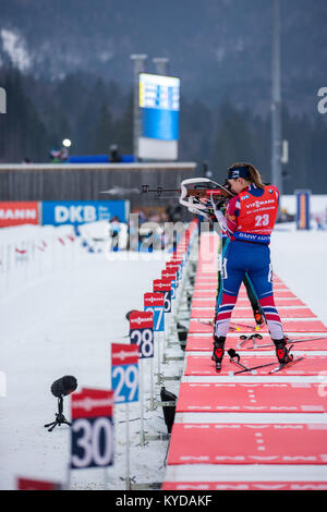 Ruhpolding, Deutschland. 14 Jan, 2018. Deutschland, Ruhpolding - Januar 14, 2017. Synnoeve Solemdal (23) Norwegen während der Frauen 12,5 km Massenstart am BMW IBU Weltcup Biathlon in Ruhpolding gesehen. (Foto: Gonzales Foto/Alamy leben Nachrichten Stockfoto