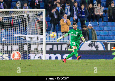 Barcelona, Spanien. 14 Jan, 2018. Athletic Club Torwart Jago Herrerin (13) Während des Spiels zwischen RCD Espanyol v Athletic Club, für die Runde 19 der Liga Santander, an RCDE Stadium am 14. Januar 2018 in Barcelona, Spanien gespielt. Credit: Gtres Información más Comuniación auf Linie, S.L./Alamy leben Nachrichten Stockfoto