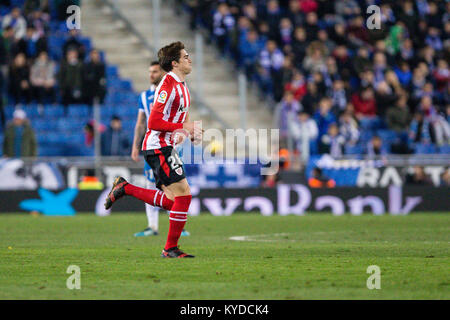 Barcelona, Spanien. 14 Jan, 2018. Athletic Club Mittelfeldspieler Inigo Cordoba (28) Während des Spiels zwischen RCD Espanyol v Athletic Club, für die Runde 19 der Liga Santander, an RCDE Stadium am 14. Januar 2018 in Barcelona, Spanien gespielt. Credit: Gtres Información más Comuniación auf Linie, S.L./Alamy leben Nachrichten Stockfoto