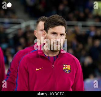 San Sebastian, Spanien. 14 Jan, 2018. (10) Lionel Messi vor der spanischen La Liga Fußball Match zwischen Real Sociedad und F.C. Barcelona, in Anoeta Stadium, in San Sebastian, Nordspanien, Sonntag, Januar. 14., 2018. Credit: Gtres Información más Comuniación auf Linie, S.L./Alamy leben Nachrichten Stockfoto