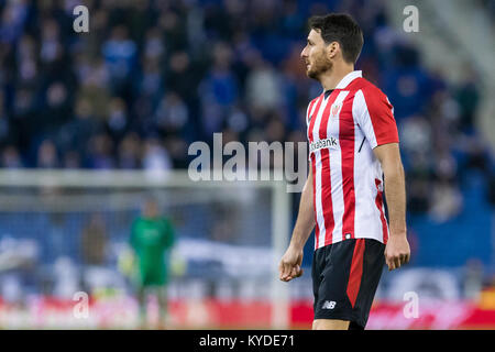 Barcelona, Spanien. 14 Jan, 2018. Athletic Club vorwärts Aritz Aduriz (20) Während des Spiels zwischen RCD Espanyol v Athletic Club, für die Runde 19 der Liga Santander, an RCDE Stadium am 14. Januar 2018 in Barcelona, Spanien gespielt. Credit: Gtres Información más Comuniación auf Linie, S.L./Alamy leben Nachrichten Stockfoto