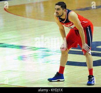 Washington, United States. 13 Jan, 2018. Tomas Satoransky (Washington) in Aktion während der NBA-Spiel der Washington Wizards vs Orlando Magic in Washington, USA, am 13. Januar 2018. (CTK Photo/ Stockfoto