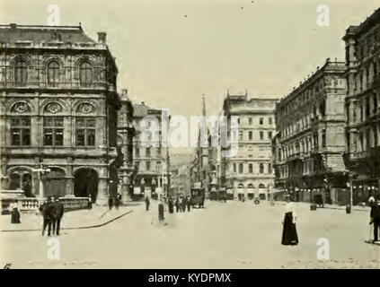Historisches Bild mit der Kärntnerstraße in Wien, Österreich, einer großen städtischen Straße, die für ihre architektonischen Wahrzeichen, ihren Handel und ihre Rolle bei der Entwicklung der Stadt bekannt ist. Stockfoto