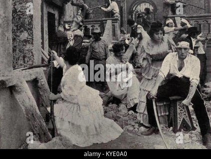 *Der unsterbliche Alamo* ist ein Film aus dem Jahr 1911, der die historische Schlacht am Alamo darstellt. Er betont den Heldentum und die Opfer der Gefechten und zeigt diesen entscheidenden Moment in der texanischen Geschichte. Stockfoto