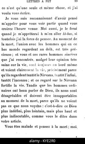 Ein Auszug aus Leo Tolstois „Correspondance inédite“, der persönliche und intellektuelle Austauschmaßnahmen enthält, die seine Gedanken zu Literatur, Ethik und sozialen Fragen offenbaren. Stockfoto