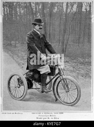 Ein Dreirad aus dem Jahr 1898, geschaffen von Graf de Dion, ein frühes Beispiel für den persönlichen Transport und ein bedeutender Teil der frühen Automobilgeschichte. Stockfoto