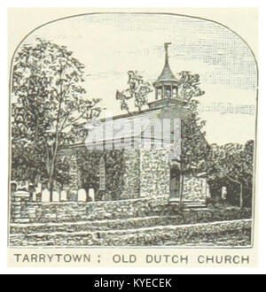 Dieser Verweis auf Seite 579 des New Yorker Bandes von 1891 bezieht sich auf die Old Dutch Church in Sleepy Hollow, eine Steinkirche aus dem 17. Jahrhundert mit niederländischer Kolonialzeit, die in Tarrytown, New York, aktiv ist. Stockfoto