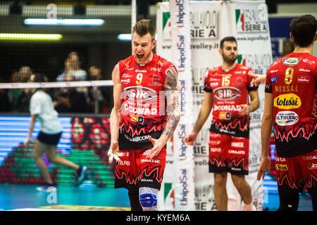 Ivan Zaytsev #9 konkurriert während einer 1 Übereinstimmung zwischen Gi Group Monza v Sir Sicherheit Conad Perugia (Foto von Mairo Cinquetti/Pacific Press) Stockfoto