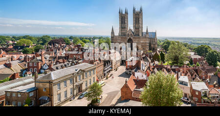 Lincoln Kathedrale und Altstadt, Lincoln, Lincolnshire, England Stockfoto