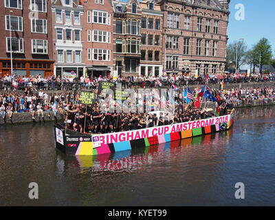 Boot 11 Bingham Cup Amsterdam 2018, Canal Parade Amsterdam 2017 Foto 3 Stockfoto