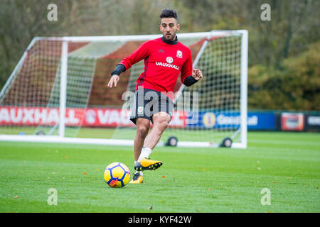 FOA SPORT BILD SCHREIBTISCH Montag, 06. November 2017 dargestellt: Niel Taylor in Aktion Re: Wales International Soccer Team Training an der Vale Resort, Cardiff, Wales, Großbritannien Stockfoto