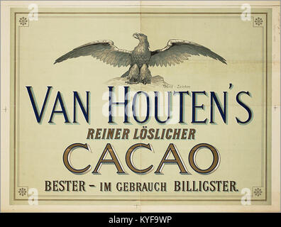Van Houtens reiner Lu00f6slicher Cacao ist eine Premium-Kakaomarke, die für ihre hochwertigen Schokoladenprodukte bekannt ist und seit über einem Jahrhundert fein verarbeiteten Kakao produziert. Stockfoto
