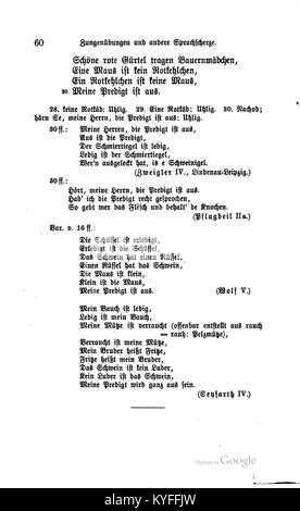 Kultursammlung aus dem Königreich Sachsen, die Volkstraditionen dokumentiert, darunter Lieder, Märchen und Bräuche, die die regionale Identität und das Erbe des sächsischen Volkes repräsentieren. Stockfoto