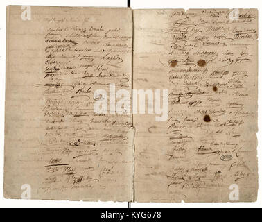 "Der Tennishofschwur von 1789 war ein Schlüsselereignis während der Französischen Revolution, als Mitglieder des Dritten Anwesens sich verpflichteten, sich nicht zu trennen, bis eine neue Verfassung eingeführt wurde, was einen entscheidenden Moment in der revolutionären Geschichte markierte." Stockfoto