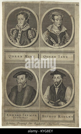 Königin Mary I; genannte Lady Jane Dudley (geb. grau); Edward Seymour, 1. Herzog von Somerset; Nicholas Ridley von NPG Stockfoto