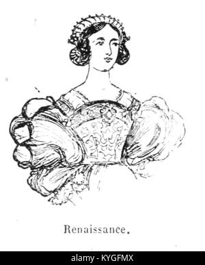 Eine Illustration aus Albert Robidas Buch „Mesdames nos aieules“ aus dem Jahr 1891, in dem die Mode der Frauen über zehn Jahrhunderte dargestellt wird. Stockfoto