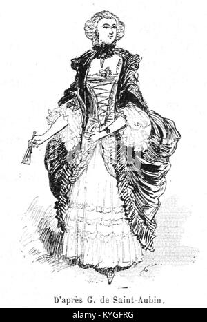 Illustration aus Albert Robidas Buch „Mesdames nos aieules“ von 1891 auf Seite 191, das Mode und Eleganz über zehn Jahrhunderte in Europa zeigt Stockfoto