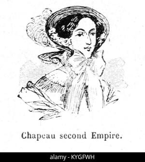 Illustration aus Albert Robidas Buch „Mesdames nos aieules“ aus dem Jahr 1891, das die Damenmode über zehn Jahrhunderte zeigt und Robidas satirische Sicht auf historische Kleidung zeigt. Stockfoto