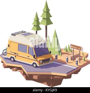 Vektor Low Poly RV Camper van Stock Vektor