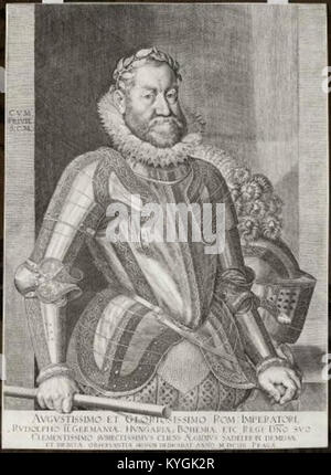 Rytec Aegidius Sadeler kolem 1570-1625; Erfinder tvurce predlohy Hans von Aachen 1552-1615 - Cisar Rudolf II. Stockfoto