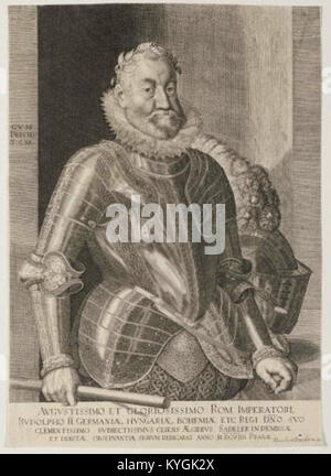 Rytec Aegidius Sadeler kolem 1570-1625; vydavatel Danckert Danckerts 1634-1666 - Cisar Rudolf II. Stockfoto