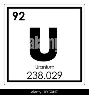 Uran chemisches Element Periodensystem Wissenschaft Symbol Stockfoto