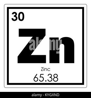 Zink chemische Element Periodensystem Wissenschaft Symbol Stockfoto