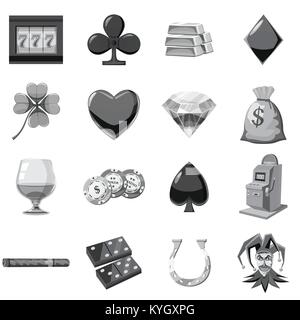 Casino Icons Set Schwarzweiß Stock Vektor