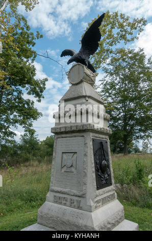 90 Pennsylvania freiwilligen Infanterieregiments Denkmal, Gettysburg National Military Park, Pennsylvania, United States. Stockfoto