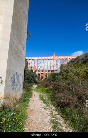 Adler Aquädukt, ein Aquädukt aus dem 19. Jahrhundert auf den Barranco de la Coladilla de Cazadores, Nerja, Malaga, Spanien. Stockfoto