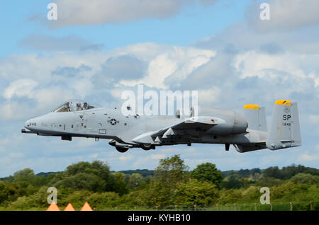 Republik Fairchild A-10 Thunderbolt II ist ein US-amerikanischer Zweimotorige gerade Flügel Jet für Tank sprengende Boden Angriff entwickelt. Stockfoto