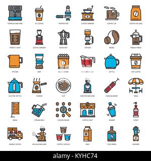 Der Kaffee Ausstattung Icon Set, auf weißem Hintergrund Stock Vektor