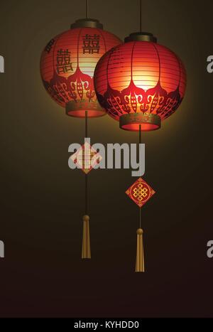 Rote chinesische traditionelle Papierlaternen Stock Vektor
