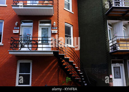 Außerhalb Spindeltreppe in der Hochebene Nachbarschaft von Montreal in Kanada. Stockfoto