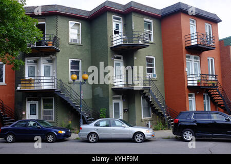 Außerhalb Spindeltreppe in der Hochebene Nachbarschaft von Montreal in Kanada. Stockfoto