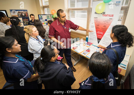 Die Princess Alexandra Hospital, Harlow, Krankenpflege und Geburtshilfe Feier Tag - Schulung und Information, UK. Herzkrankheit Informationen Stockfoto