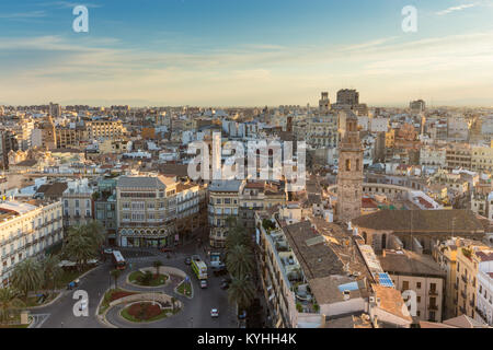 Panoramablick auf das historische Zentrum von Valencia, Spanien. Stockfoto