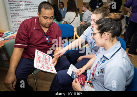 Die Princess Alexandra Hospital, Harlow, Krankenpflege und Geburtshilfe Feier Tag - Schulung und Information, UK. Herzkrankheit Informationen Stockfoto