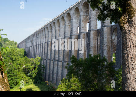 Frankreich, Haute-Marne (52), Chaumont, viaduc Ferroviaire et piétonnier de Chaumont du XIXe siècle // Frankreich, Haute-Marne, Chaumont, Chaumont Eisenbahn ein Stockfoto