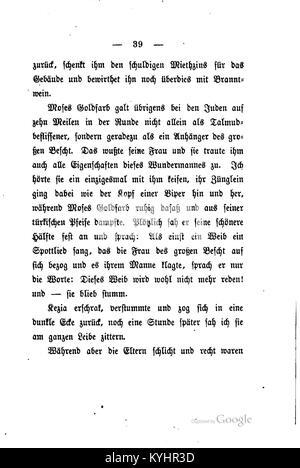 Eine Seite aus den Judengeschichten von Leopold von Sacher-Masoch zeigt jüdische Geschichten, die seinen Beitrag zur jüdischen Kultur und historischen Literatur widerspiegeln. Stockfoto
