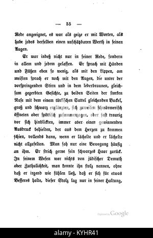 Das Bild zeigt eine Seite aus den Judengeschichten von Leopold von Sacher-Masoch, einem literarischen Werk aus dem 18. Jahrhundert, das jüdische Geschichten und Themen thematisiert. Stockfoto