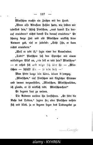 Seite 127 aus Leopold von Sacher-Masochs Judengeschichten, einer literarischen Sammlung, die Aspekte jüdischer Gemeinden und sozialer Identität im Europa des 19. Jahrhunderts untersucht. Stockfoto