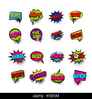 Pop Art Comic Text phrase Set Sammlung Stock Vektor