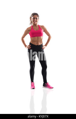 Bestimmt Mädchen im Fitnessstudio Fitness Lektion bereit Stockfoto