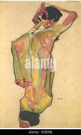 Schiele - wider Männlicher Rückenakt - 1910 Stockfoto