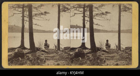 Dieses historische Foto von E. & H.T. Anthony zeigt den South Lake mit dem Hunter Mountain im Hintergrund und veranschaulicht die natürliche Schönheit der Landschaft im späten 19. Jahrhundert. Stockfoto
