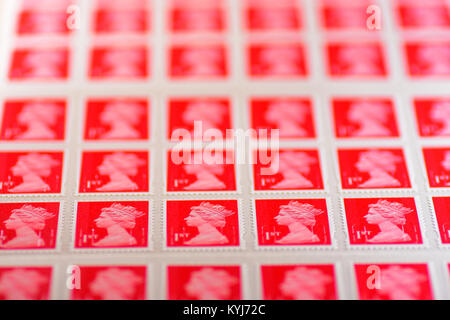 Britische 1. Klasse Briefmarken Blatt Stockfoto